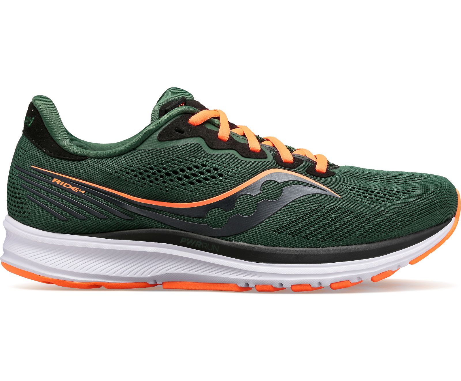 Saucony Ride 14 Men\'s Running Shoes Deep Green / Orange | Canada 551TCEV